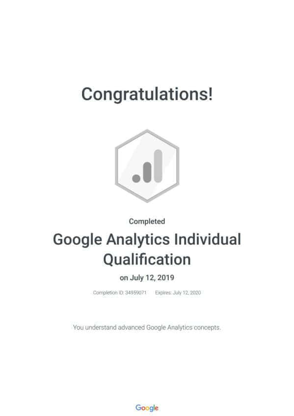 Google Analytics Individual Qualification
